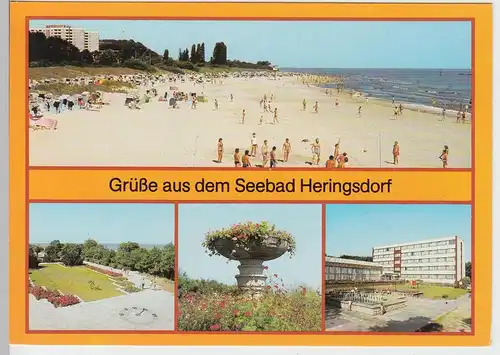 (102660) AK Ostseebad Heringsdorf, Mehrbildkarte, Promenade, Sonnenuhr, Strand 1