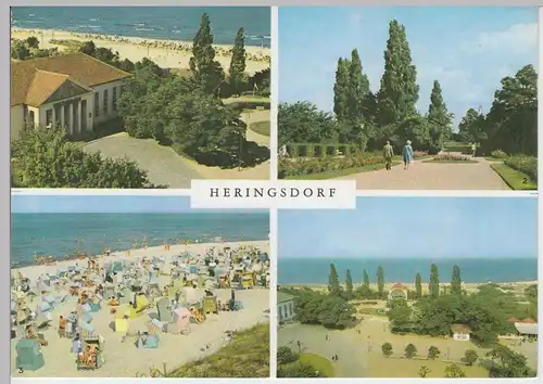 (102657) AK Ostseebad Heringsdorf, Mehrbildkarte, Kurpromenade, Kurpark, Strand