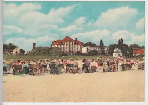 (102656) AK Ostseebad Heringsdorf, FDGB Ferienheim Solidarität, Strand 1965