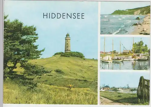 (102646) AK Hiddensee, Mehrbildkarte, Kloster, Leuchtturm, Neuendorf, Vitte 1975