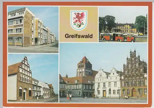 (102507) AK Greifswald, Mehrbildkarte 1990