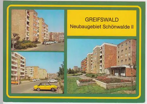 (102506) AK Greifswald, Mehrbildkarte Neubaugebiet Schönwalde II, 1983