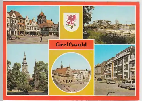 (102504) AK Greifswald, Mehrbildkarte 1988