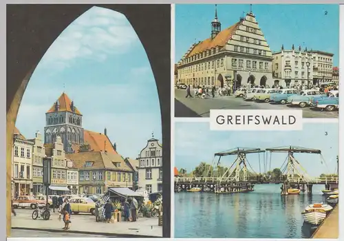 (102503) AK Greifswald, Mehrbildkarte 1970