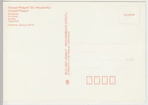 (100441) AK Priepert, Mehrbildkarte, Dorfstraße, Kanal, See 1988