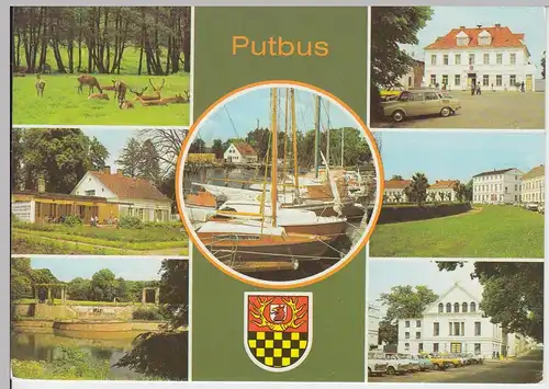 (100436) AK Putbus, Mehrbildkarte, Rosencafe, Lauterbach, Theater 1982