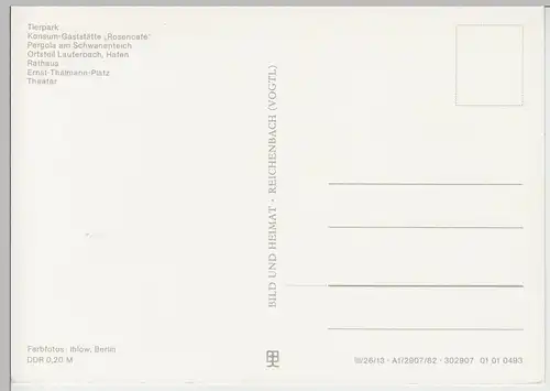 (100436) AK Putbus, Mehrbildkarte, Rosencafe, Lauterbach, Theater 1982