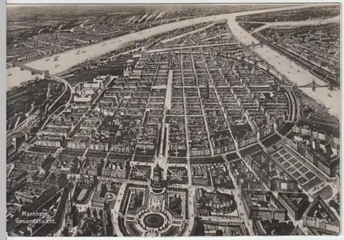 (5081) Foto AK Mannheim, Panorama, vor 1945