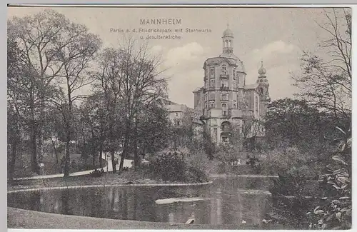 (36173) AK Mannheim, Friedrichspark m. Sternwarte u. Jesuitenkirche, 1912