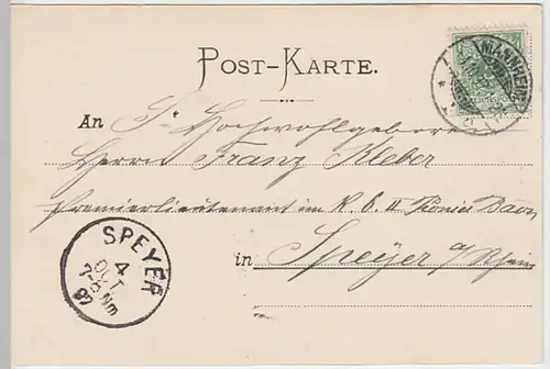 (27159) AK Gruß aus Mannheim, Mondscheinkarte, Jesuitenkirche 1897