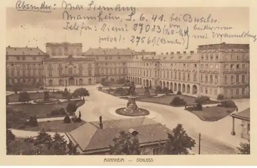 (1413) AK Mannheim, Schloss 1936