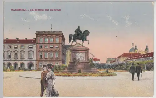 (114107) AK Mannheim, Schlossplatz, Denkmal 1924