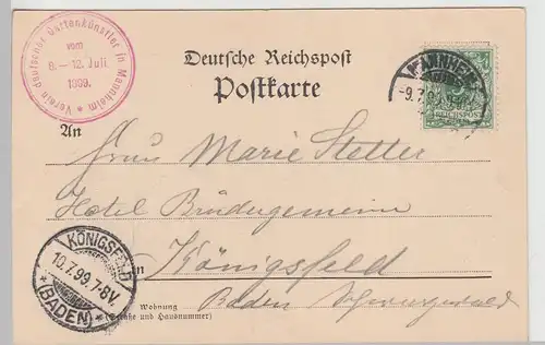 (113399) AK Gruß aus Mannheim, Paradeplatz, altes Kaufhaus 1899