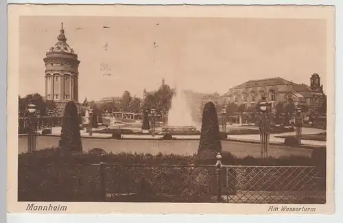 (101333) AK Mannheim, Wasserturm, Friedrichsplatz, Fontäne 1927