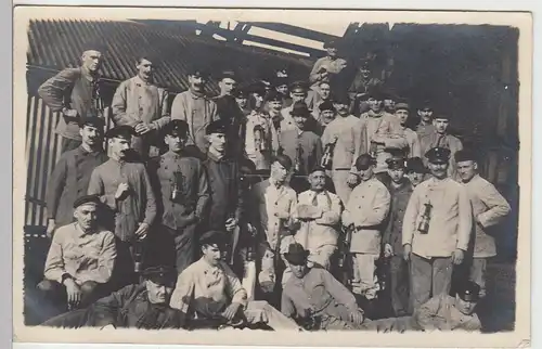 (84359) orig. Foto Bergleute mit Grubenlampen, Gruppenbild, vor 1945