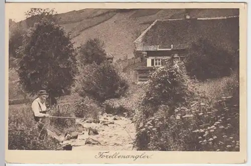 (5882) AK Forellenangler, Berge, Haus, vor 1945