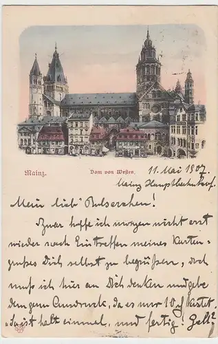 (96144) AK Mainz, Dom von Westen 1907