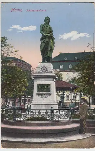 (96142) AK Mainz, Schillerdenkmal, Feldpost 1915