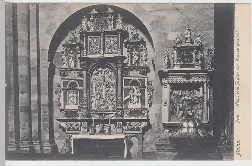 (91310) AK Mainz, Dom, Altar, 1905