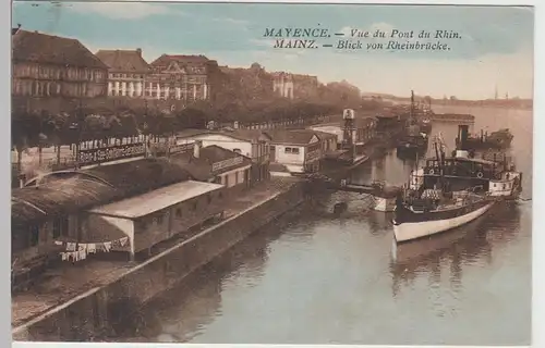 (89987) AK Mainz, Blick von der Rheinbrücke, vor 1945