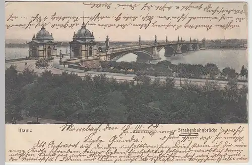 (85017) AK Mainz, Straßenbahnbrücke, 1904