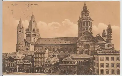 (7355) AK Mainz, Dom, Markt 1919