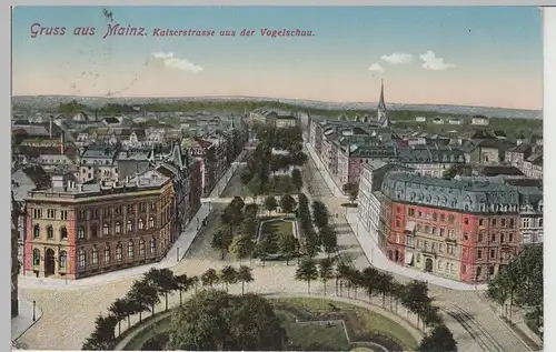 (71464) AK Mainz, Kaiserstraße aus der Vogelschau, 1912