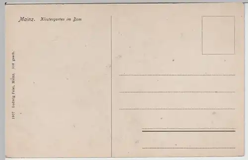 (65668) AK Mainz, Klostergarten im Dom 1907