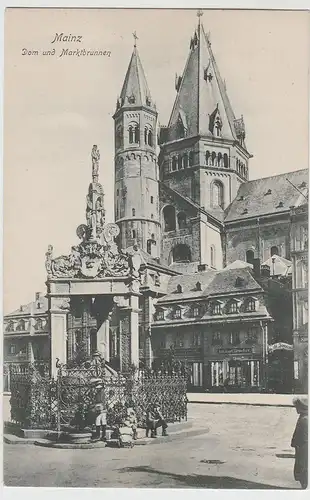 (65665) AK Mainz, Dom und Marktbrunnen, 1903