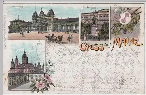 (60352) AK Gruss aus Mainz, Mehrbild Litho 1898