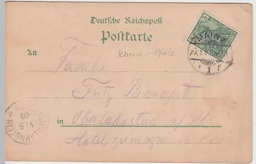 (60351) AK Gruss aus Mainz, Gutenberg-Denkmal, Dampfer am Kai, Litho 1900