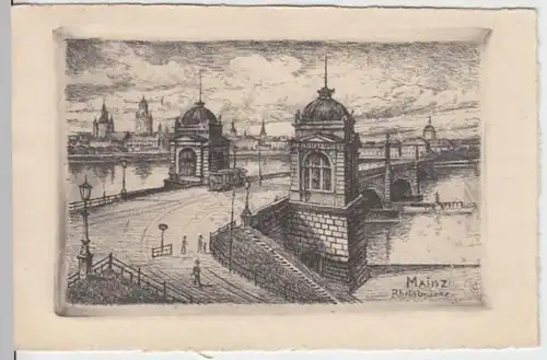 (5719) Künstler AK Mainz, Rheinbrücke 1910/20er