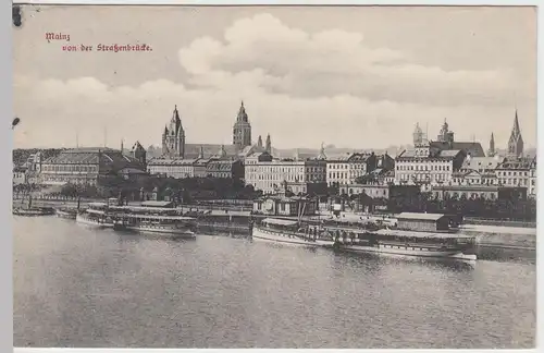 (56328) AK Mainz, Rheinpanorama v.d. Straßenbrücke 1907