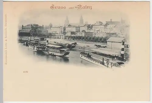 (24286) AK Gruß aus Mainz, Dampfschiffe, bis 1905