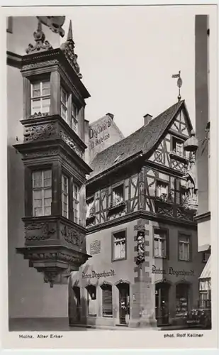(18054) Foto Ak Mainz, Renaissance Erker am alten Gymnasium 1936
