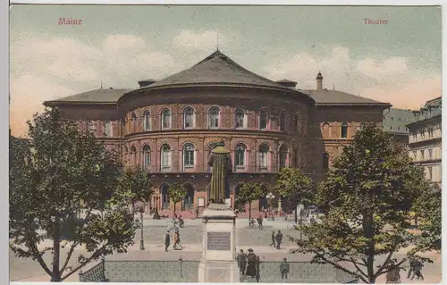 (114080) AK Mainz, Theater, Denkmal, Feldpost 1915
