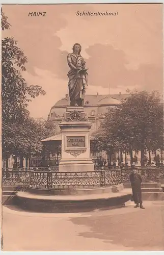 (114076) AK Mainz, Schillerdenkmal, aus Leporello, vor 1945