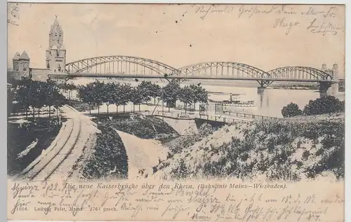 (112718) AK Mainz, Kaiserbrücke, Rhein 1904