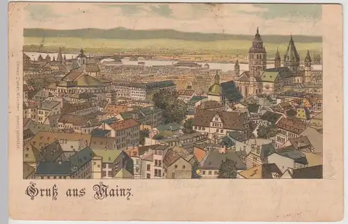 (112533) Künstler AK Gruß aus Mainz, Panorama 1901