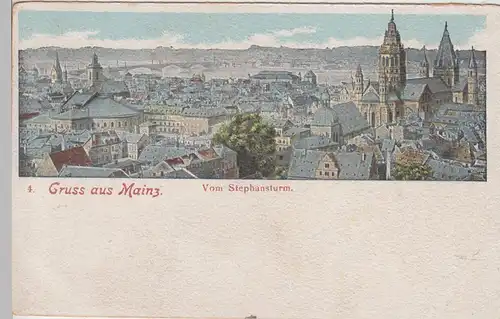 (112518) AK Gruß aus Mainz, Blick vom Stephansturm, aus Leporello, vor 1945