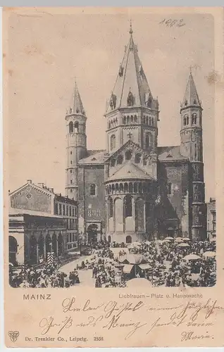 (111155) AK Mainz, Liebfrauenplatz, Hauptwache, Dom, Markttreiben 1902