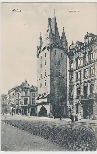 (111150) AK Mainz, Holzturm, Litfaßsäule, um 1907