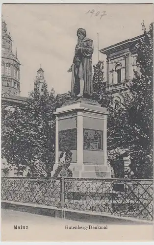 (111148) AK Mainz, Gutenberg Denkmal 1907