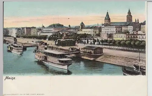 (111144) AK Mainz, Rheinpanorama vor 1905