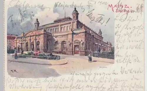 (111137) Künstler AK Mainz, Stadthalle 1902