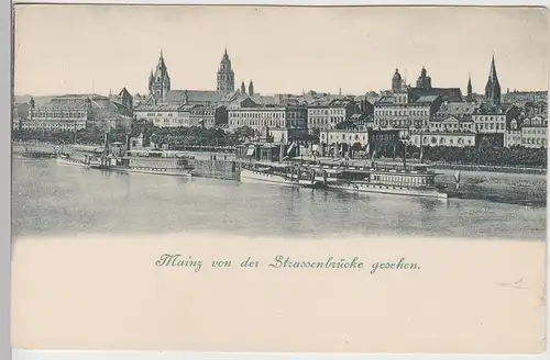 (111136) AK Mainz, Rheinpanorama v.d. Straßenbrücke vor 1905