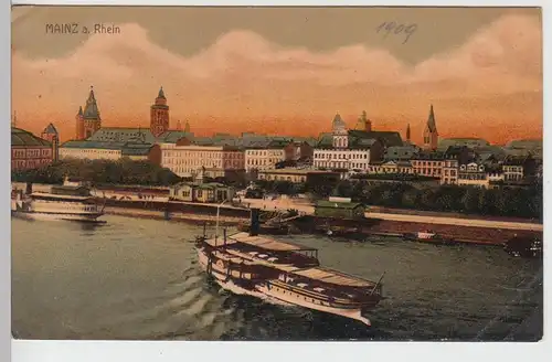 (111133) AK Mainz, Rheinpanorama 1909