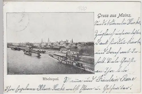 (111127) AK Mainz, Rheinpanorama 1900