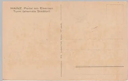 (111126) AK Mainz, Portal am Eisernen Turm, 1919