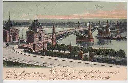(111115) AK Mainz, Straßenbrücke 1904